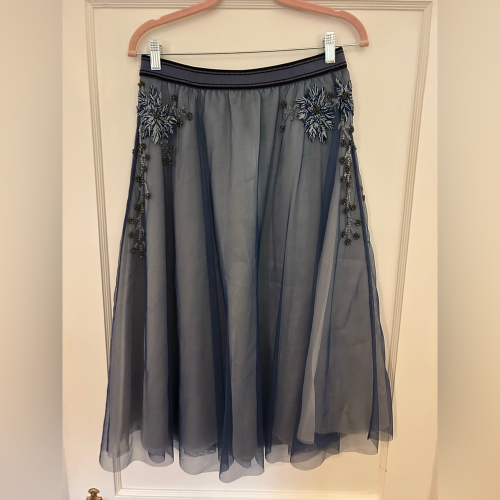 Anthropologie Beaded and Embroidered Tulle Midi Skirt - Picture 6 of 9